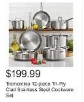 Costco Tramontina 12-place Tri-Ply Clad Stainless Steel Cookware Set offer