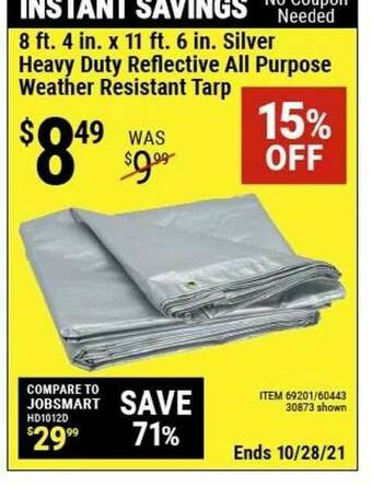 Harbor Freight Tools Silver Heavy Duty Reflective All Purpose Weather Resistant Tarp offer