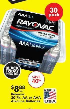 Valu Home Centers Rayovac 30 Pk. Aa Or Aaa Alkaline Batteries offer