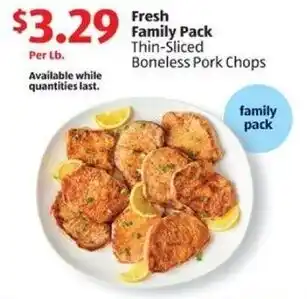 Aldi Fresh Family Pack Thin-Sliced Boneless Pork Chops offer