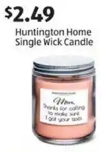 Aldi Huntington Home Single Wick Candle offer