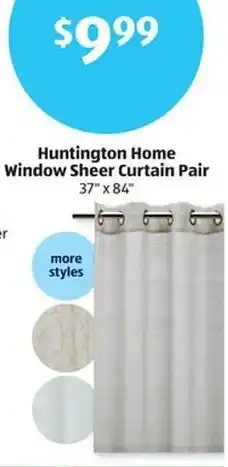 Aldi Huntington Home Window Sheer Curtain Pair 37 x 84 offer