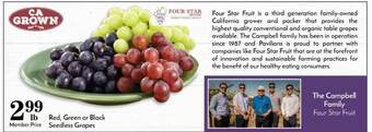 Pavilions Red, Green Or Black Seedless Grapes offer