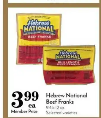Pavilions Hebrew National Beef Franks offer