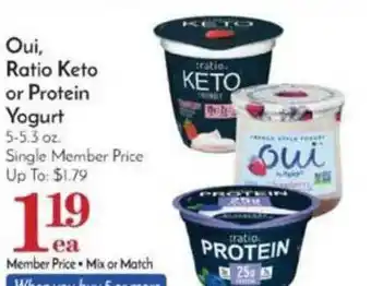 Pavilions Oui, Ratio Keto Or Protein Yogurt offer