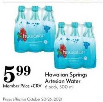 Pavilions Hawaiian Springs Artesian Water offer