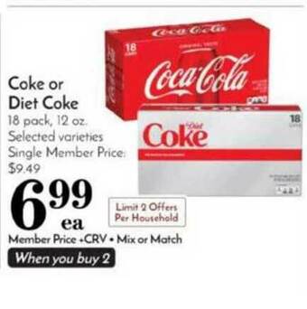 Pavilions Coke Or Diet Coke offer