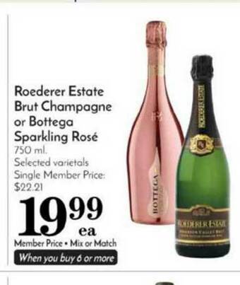 Pavilions Roederer Estate Brut Champagne Or Bottega Sparkling Rosé offer