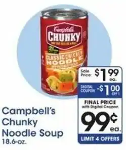 Price Rite Campbell's Chunky Noodle Soup 18.6 oz offer
