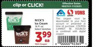 Albertsons N!ck's Ice Cream offer