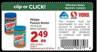 Albertsons Skippy Peanut Butter offer