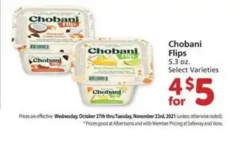 Albertsons Chobani Flips offer