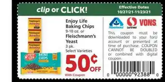 Albertsons Enjoy Life Baking Chips Or Fleischmann;s Yeast offer