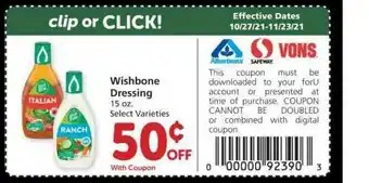 Albertsons Wishbone Dressing offer