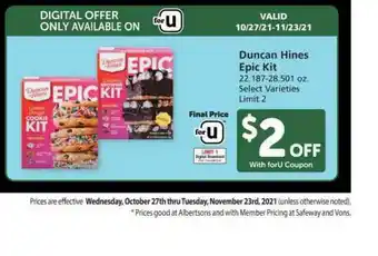 Albertsons Duncan Hines Epic Kit offer