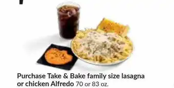 Hy-Vee Purchase Take & Bake Family Size Lasagna Or Chicken Alfredo offer