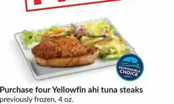 Hy-Vee Purchase Four Yellowfin Ahi Tuna Steaks offer