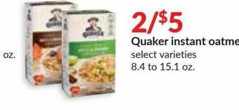 Hy-Vee Quaker Instant Oatmeal offer
