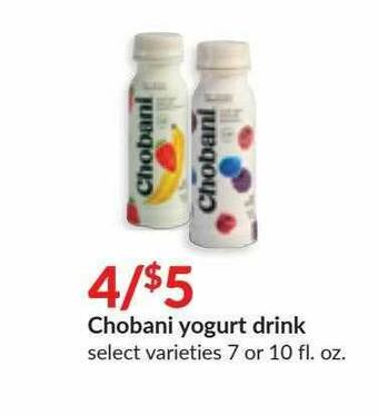 Hy-Vee Chobani Yogurt Drink offer