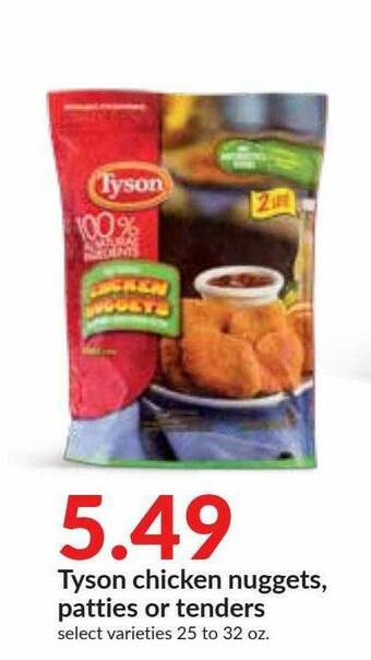 Hy-Vee Tyson Chicken Nuggets, Patties Or Tenders offer