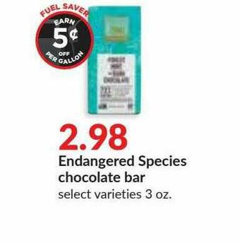 Hy-Vee Endangered Species Chocolate Bar offer