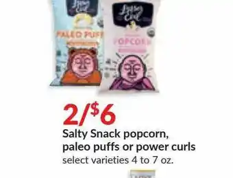Hy-Vee Salty Snack Popcorn, Paleo Puffs Or Power Curls offer