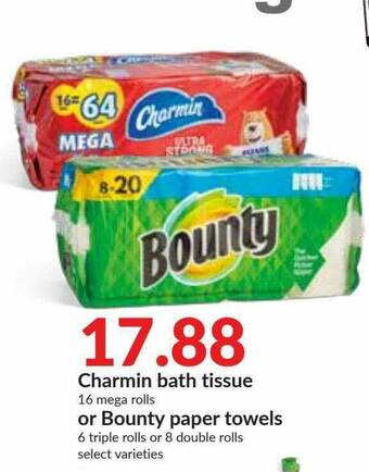 Hy-Vee Charmin Bath Tissue Or Bounty Paper Towels offer