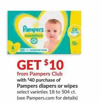 Hy-Vee Pampers Diapers Or Wipes offer