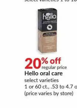 Hy-Vee Hello Oral Care 20% Off offer