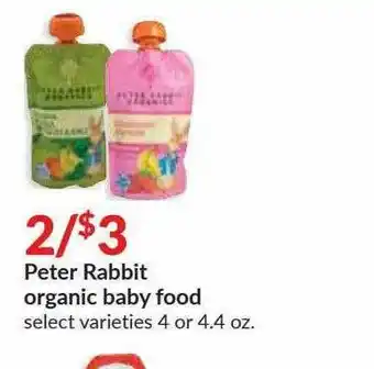 Hy-Vee Peter Rabbit Organic Baby Food offer