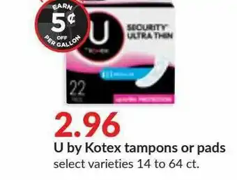 Hy-Vee U By Kotex Tampons Or Pads offer