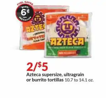Hy-Vee Azteca Supersize, Ultragrain Or Burrito Tortillas offer