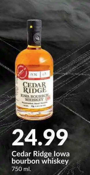 Hy-Vee Cedar Ridge Iowa Bourbon Whiskey offer