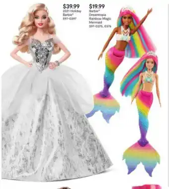 JC Penney 2021 Holiday Barbie Or Barbie Dreamtopia Rainbow Magic Mermaid offer