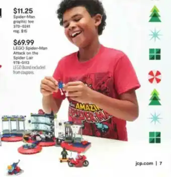 JC Penney Spider-Man Graphic Tee Or Lego Spider-Man Attack On The Spider Lair offer