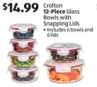 Aldi Crofton 12-Piece Glass Bowls with Snapping Lids offer