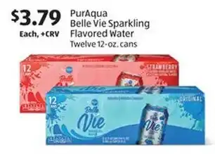 Aldi PurAqua Belle Vie Sparkling Flavored Water Twelve 12-oz. cans offer
