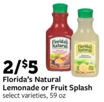 Fareway Florida's Natural Lemonade or Fruit Splash offer