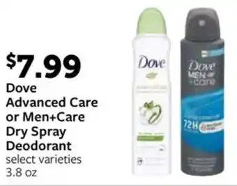 Fareway Dove Advanced Care or Men+Care Dry Spray Deodorant offer