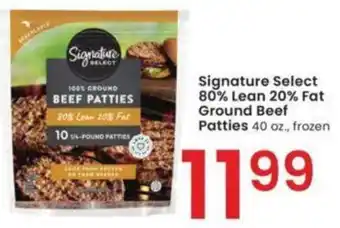 Albertsons Signature Select 80% Lean 20% Fat Ground Beef Patties 40 oz., frozen offer