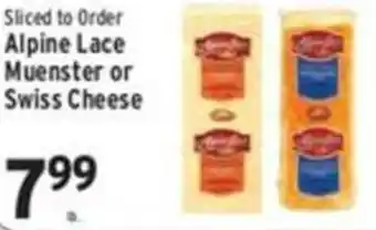 Met Foodmarkets Alpine Lace Muenster or Swiss Cheese offer