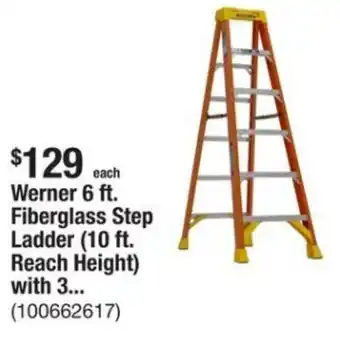 The Home Depot Werner 6 ft. Fiberglass Step Ladder (10 ft. Reach Height) with 3... (100662617) offer