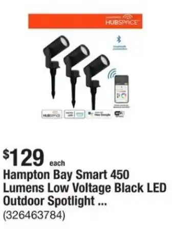 The Home Depot Hampton Bay Smart 450 Lumens Low Voltage Black LED Outdoor Spotlight... offer