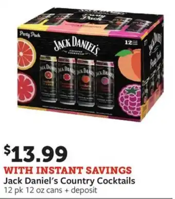 Fareway Jack Daniel's Country Cocktails 12 pk 12 oz cans + deposit offer