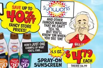 Ollie's SPRAY-ON SUNSCREEN offer