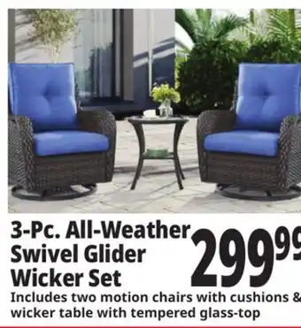 Ocean State Job Lot Outdoor Living Furnishings All-Weather 3-Piece Swivel Glider Set with Cushions offer