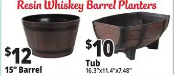 Ocean State Job Lot Resin Whiskey Barrel Planters offer