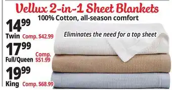 Ocean State Job Lot Vellux 2-in-1 Sheet Blankets offer