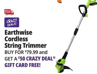 Ocean State Job Lot Earthwise 20-Volt 10 Cordless String Trimmer with 2.0Ah Battery & Fast Charger offer