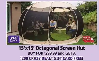 Ocean State Job Lot Crown Shades 15' x 15' Pop-Up Octagonal Screen Hut offer